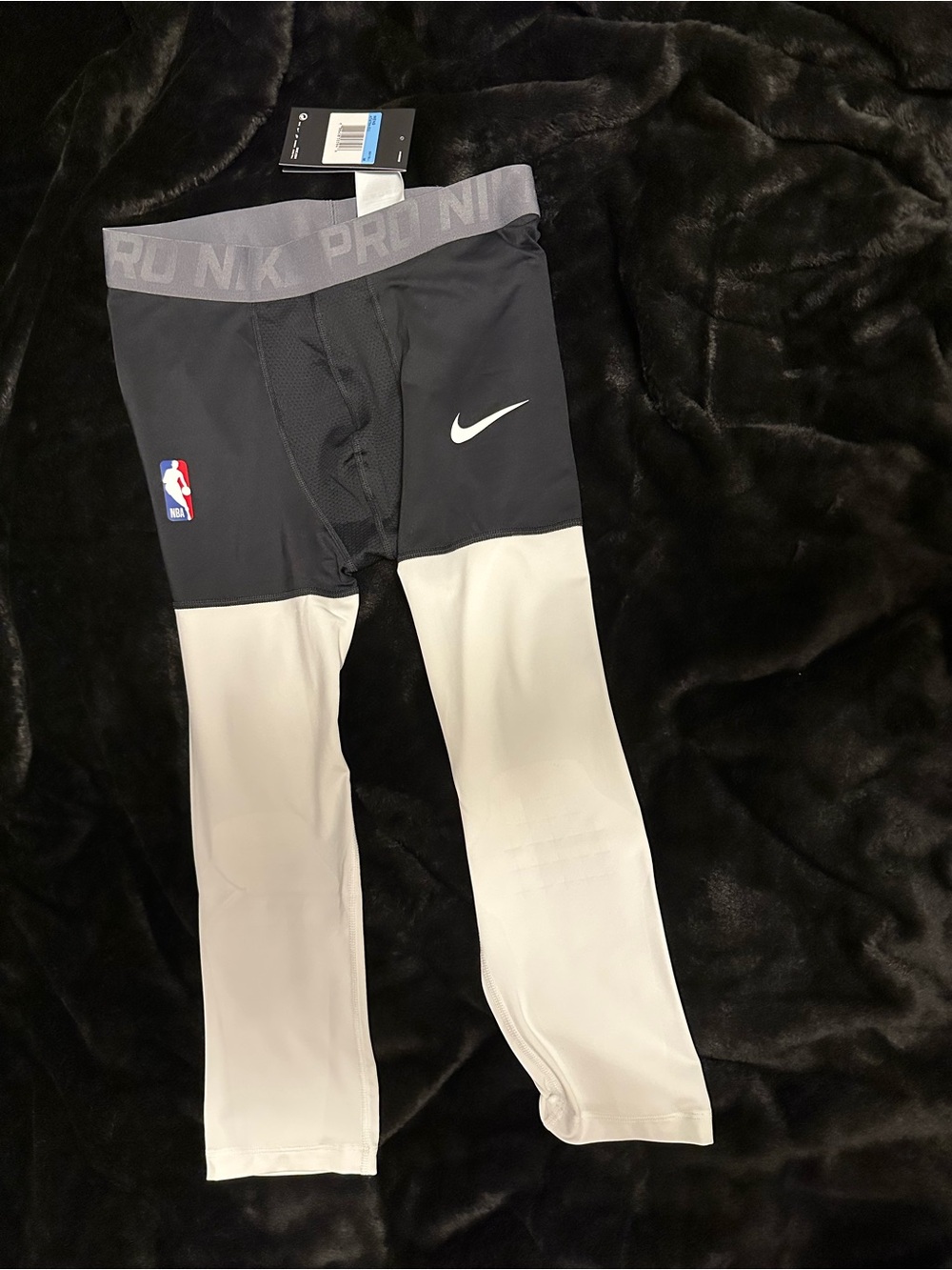 NEW Nike Pro NBA 3/4 Length Compression Pants AT9764-011 BLACK/WHITE Men's M